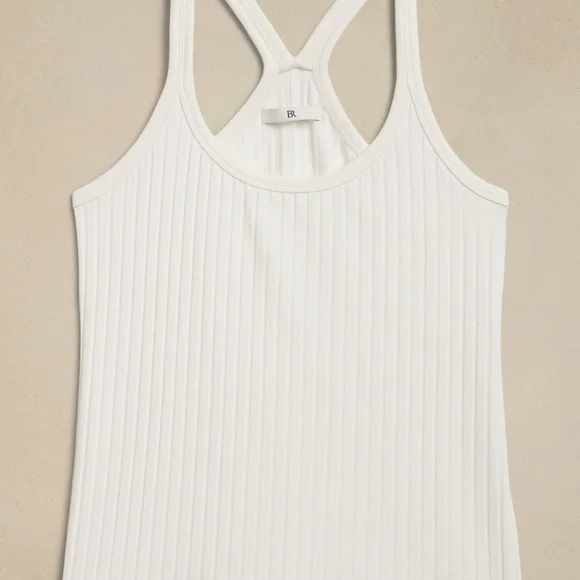 BANANA REPUBLIC Ribbed Scoop-Neck Silky Tank in True Navy, Size Large - Picture 4 of 5